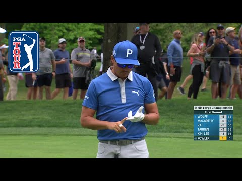 Rickie Fowler’s 134-yard hole-out for wild bogey save at Wells Fargo